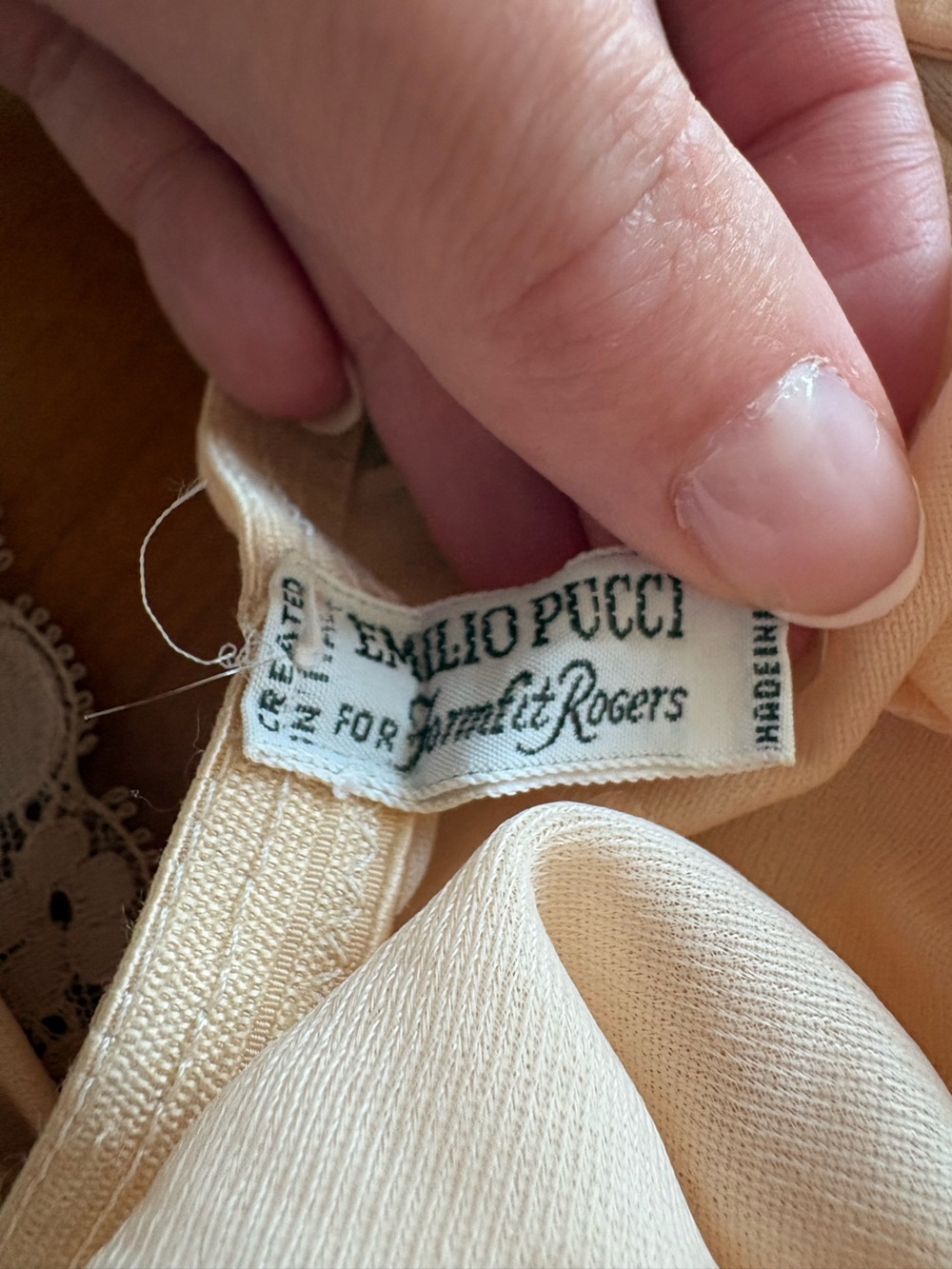 Vintage 1960's Emilio Pucci For Formfit Rogers Ivory Brown Lace Half Slip - Picture 6 of 9